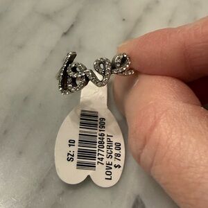 Brighton Love Script Silver Ring- NWT